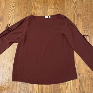Wilfred Burgundy Tie-Sleeve Blouse Women’s L | Aritzia